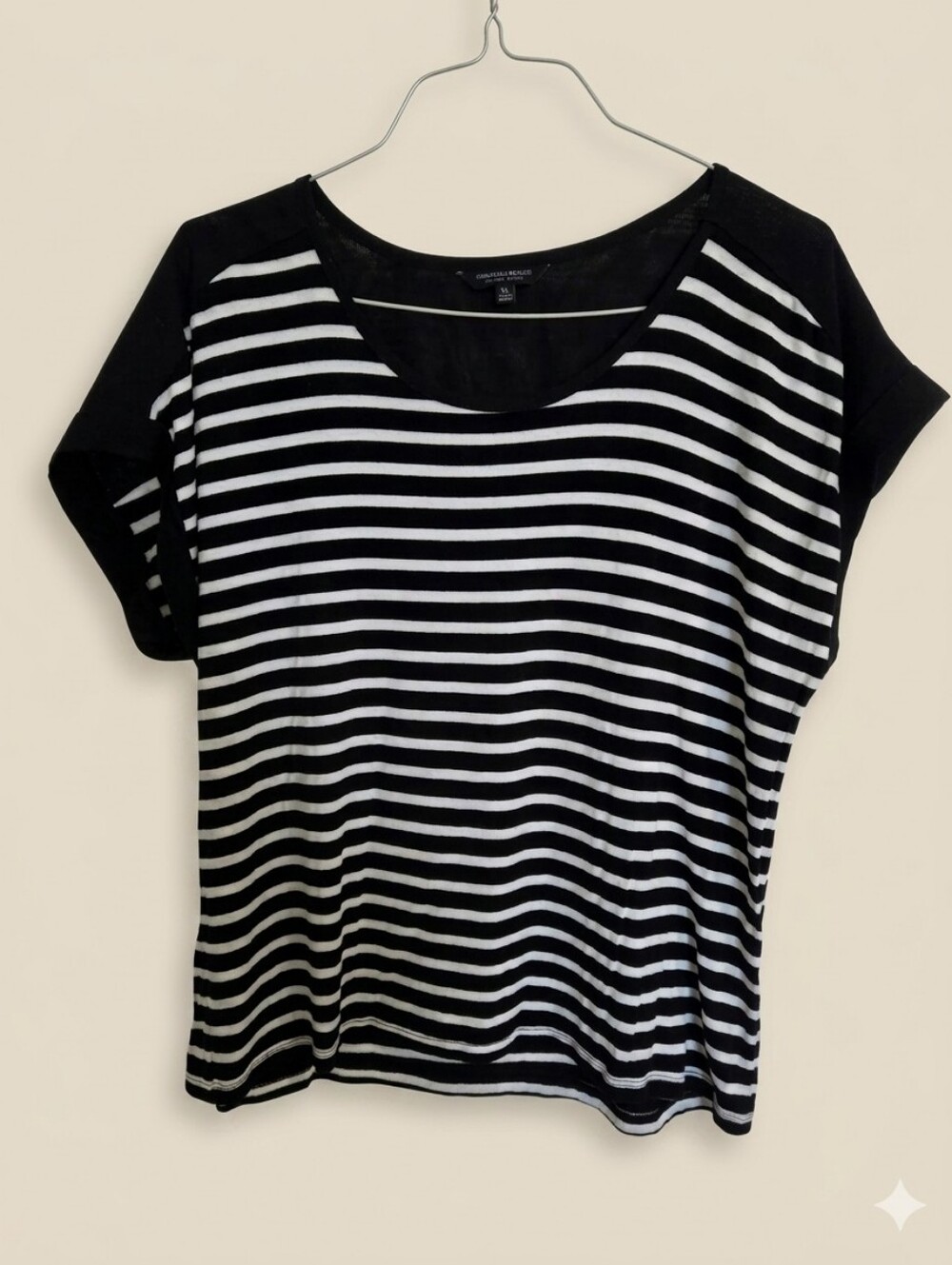 Striped Black and White Women’s Scoop Neck Top